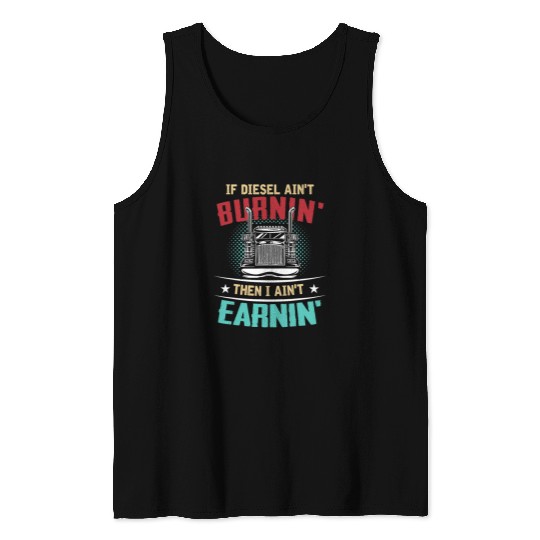 Mens vintages Trucker 18 Wheeler Truck Semi Driver Fathers Day 1 Tank Tops