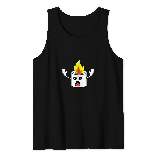 Camping Marshmallow Fires Cute Funny Illustration Tank Tops