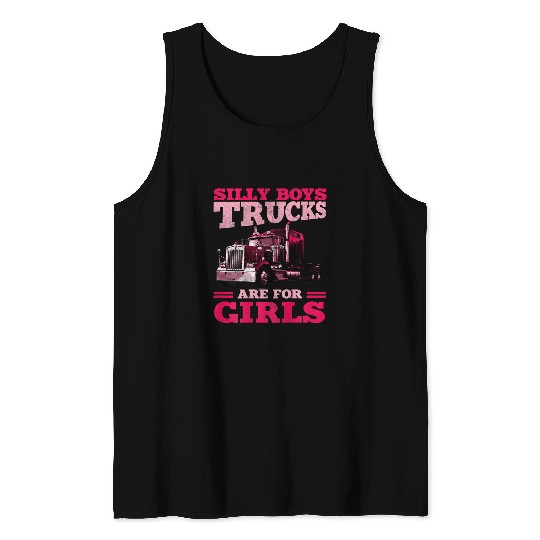 Trucker Gifts Tractor Trailer 18 Wheeler Design On Back 331 Tank Tops