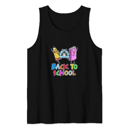 Back to School Cute Illustration for Kids Tank Tops