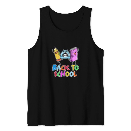 Back to School Cute Illustration for Kids Tank Tops