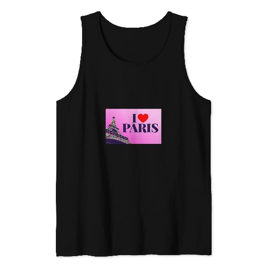 I Love Paris Lovely Paris France Eiffel Tower Illustration Tank Tops