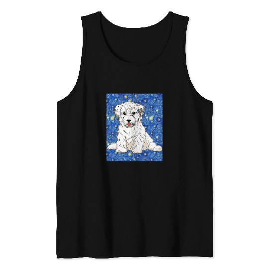 Dog Havanese Starry Night Cute Puppy Havanese Dog Tank Tops