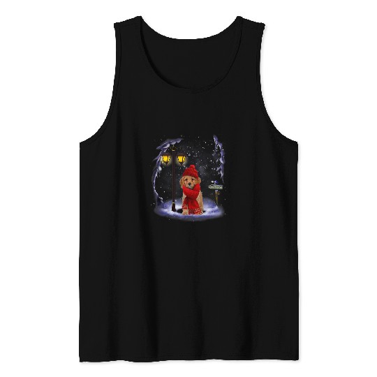 Cavapoo Santa Snow Christmas Light Winter Pajama Tank Tops