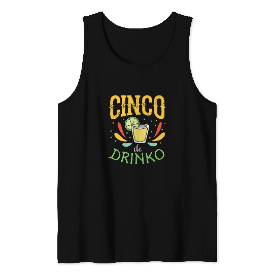 Cinco de Drinko de Mayo Party Tequila Shot Illustration Tank Tops