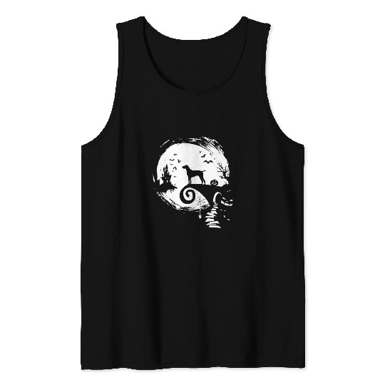 Dog German Shorthaired Pointer And Moon Halloween Costume Funny Tank Tops