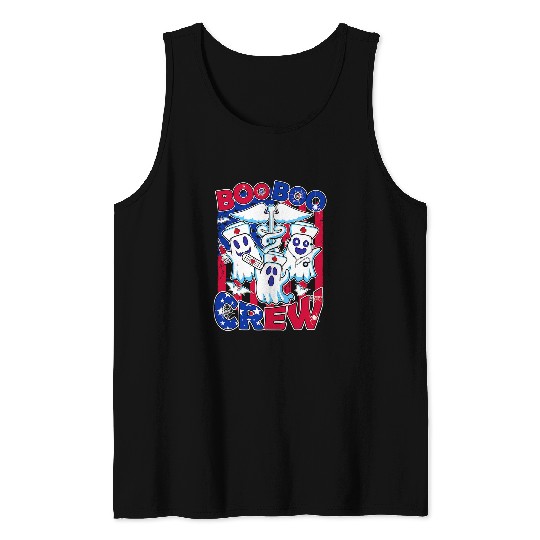 Nursing Boo Boo Crew nurses ghosts USA Flag Funny Halloween FNP 117 Tank Tops