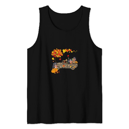 Bernedoodle Riding Leopard Plaid Truck Thanksgiving Tank Tops
