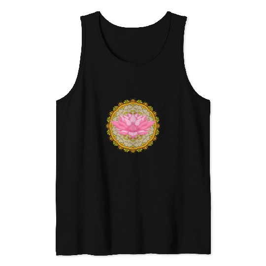 Namaste Yoga Spiritual Yoga Meditation Mandala Fractal Geometry Lotus Meditation Tank Tops