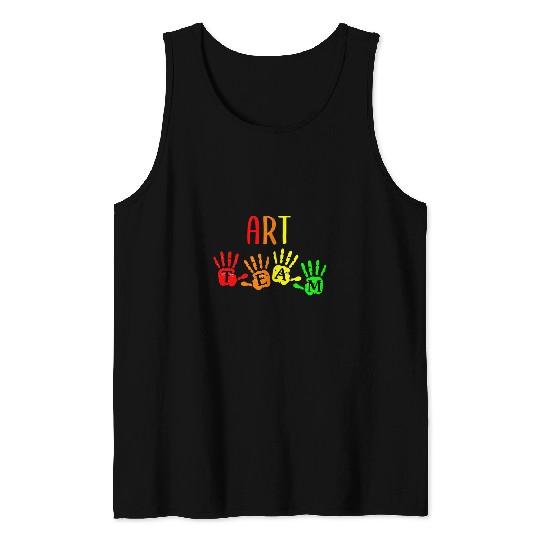 Back To School Art Teacher Team Handprints Tank Tops