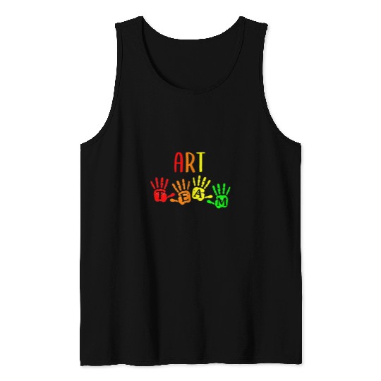 Back To School Art Teacher Team Handprints Tank Tops