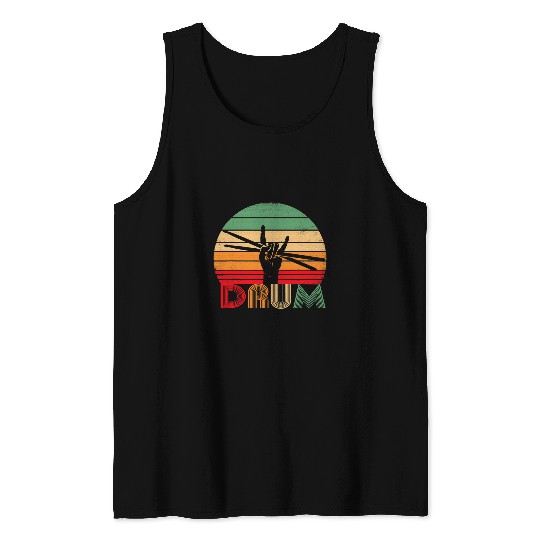 Drums Drummer vintages Drummer Drum Sticks Rock Roll Hand Horns Drums Tank Tops