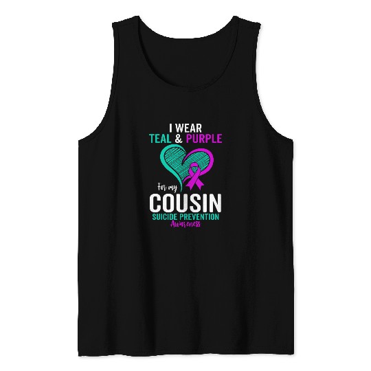 I Wear Teal and Purple for My Cousin suicides Prevention Tank Tops