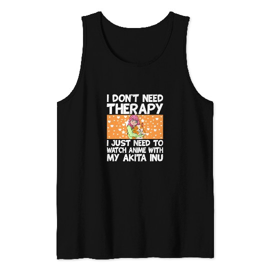 Dog Akita Anime Art for Teen Girls Akita Inu Dog Merch Anime Lovers 3 Tank Tops