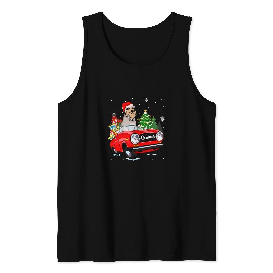 Dog Schnauzer Cute Schnauzer Dog Santa Hat Red Car Christmas379 Tank Tops