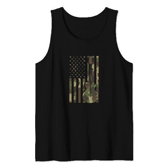 Guitarist USA Flag Electric Guitar Player Guitarist Camouflage Guitar Tank Tops