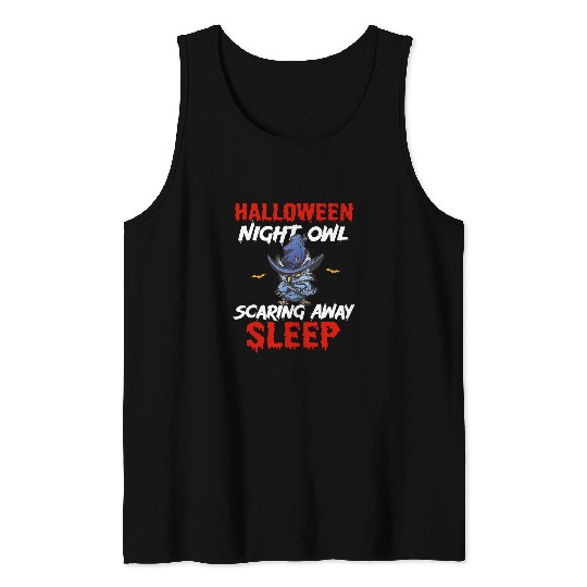 Halloween Night Shift Worker Graveyard Duty Spooky Tank Tops