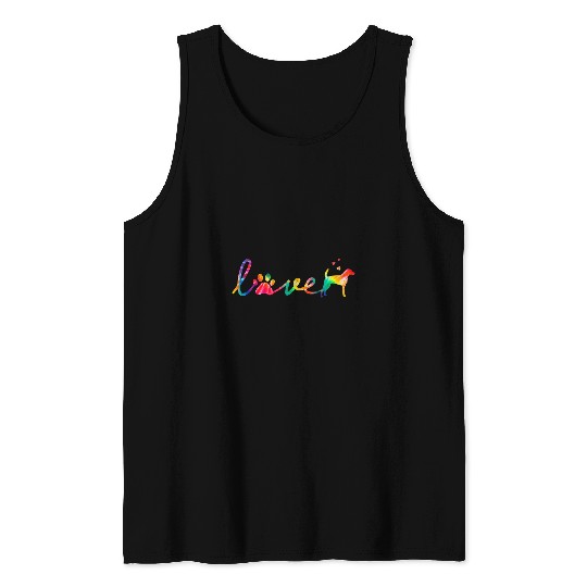 Love American Foxhound Tie Dye Paw Mom Dad Tank Tops