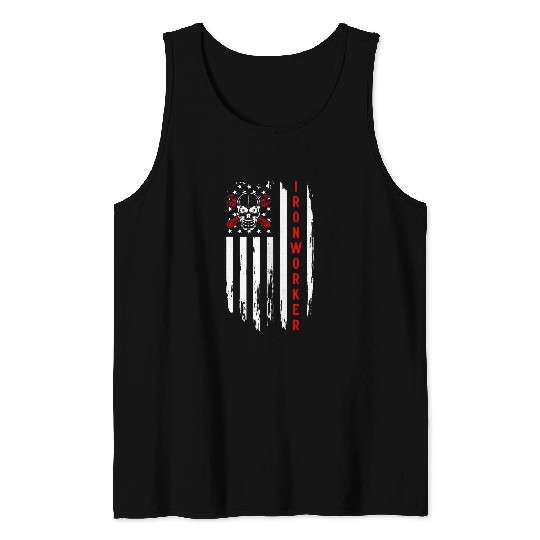 Metalworking Ironworker USA Flag Erector Blacksmithing Tank Tops