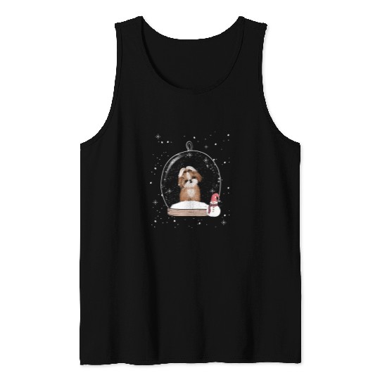 Christmas Shih Tzu Dog Snow Globe Pajama Tank Tops