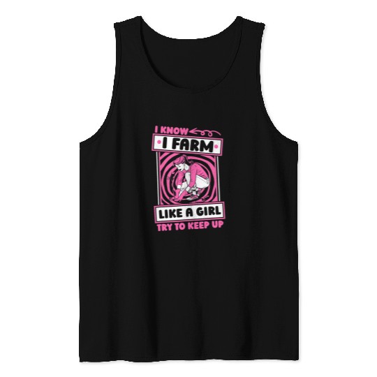 Tractor driving Farming Girl Farmer Agriculture Tractor Farm Tank Tops
