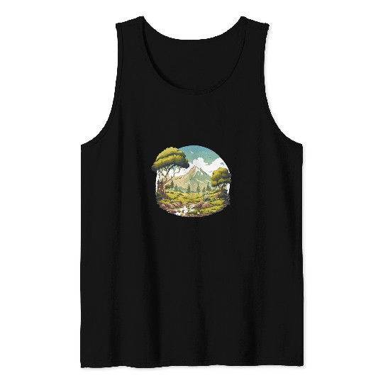 Cottagecore Fairycore Mountain Forest Landscape Tank Tops