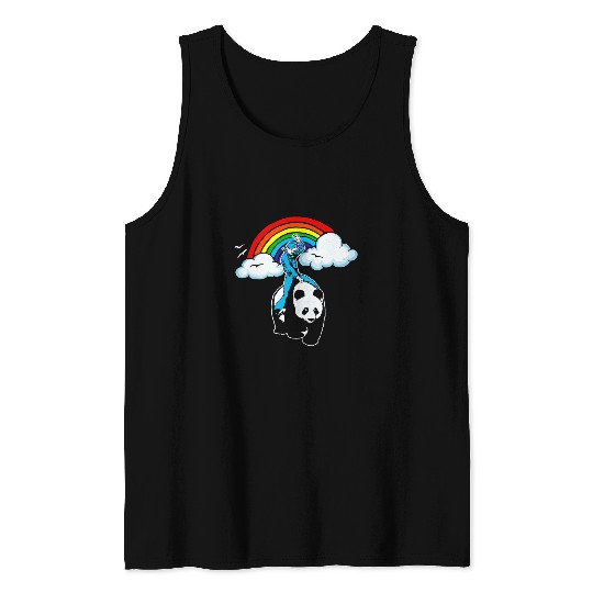 Funny Bear Panda Rider Funny Random Cute Panda Bear Sailor Rainbow Cute Bears Tank Tops