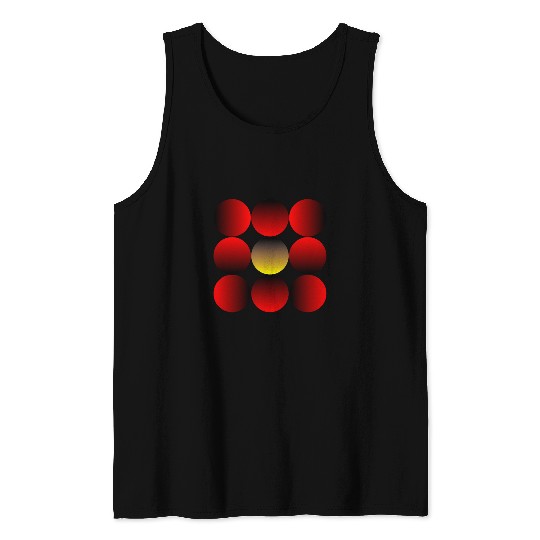 Geometric 3 D Graphic 390 with Red Moon Tank Tops