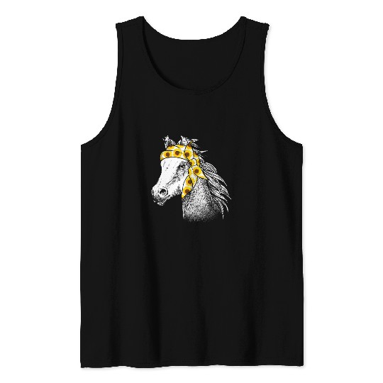 Cool Horse With Bandana For Women Girls Horseback Cowgirls 4 Tank Tops