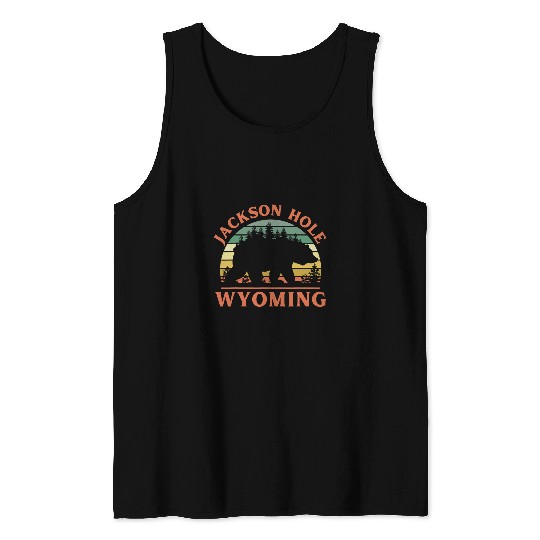 Funny Bear Jackson Hole Wyoming Bear Nature Outdoors Retro Sunset Cute Bears Tank Tops