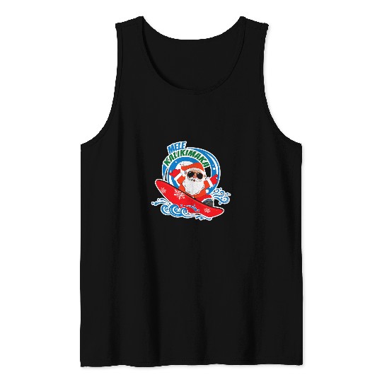 Surf Life Mele Kalikimaka Hawaiian Christmas In July Surfing Santa Tank Tops