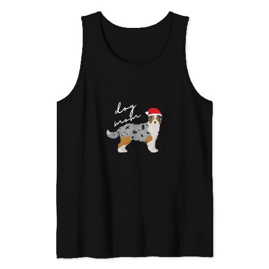 Blue Merle Australian Shepherd Dog Mom Christmas Tank Tops