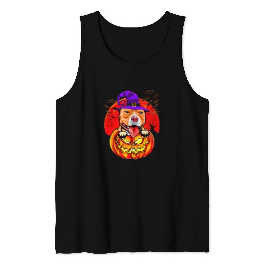 Bully Witch Pumpkin Halloween 239 Pitbull Dog Tank Tops