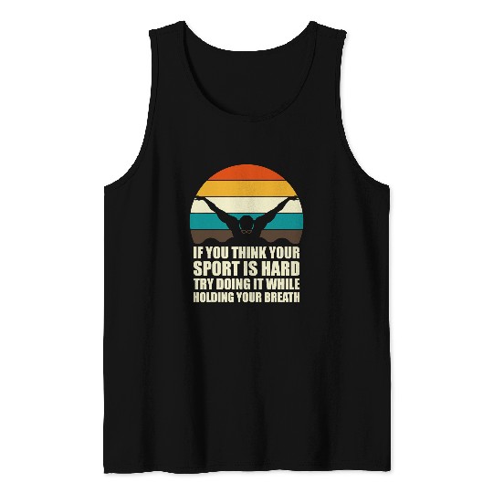 Swimming Pool Retro Swimmer Athlete Holding Your Breath Funny Swimming Tank Tops