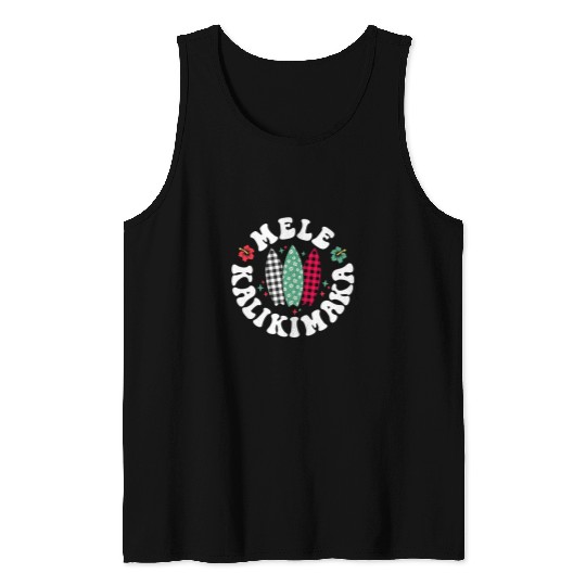 Surf Life Mele Kalikimaka Christmas In Hawaii Hawaiian Surfing Beach Tank Tops