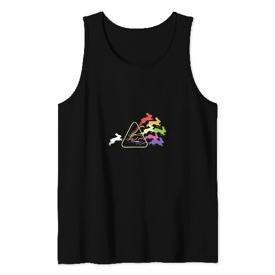 Rabbits Prism Rabbit Philosophy Rainbow Triangular Prism Science Tank Tops