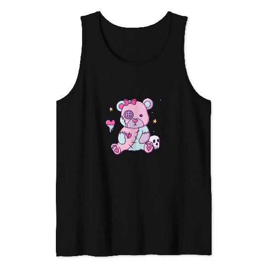 Funny Bear Pastel Goth Vodoo Teddy Bear Kawaii Creepy Aesthetic Nu Goth Cute Bears Tank Tops