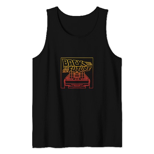 Back To The Future DeLorean Gradient Line Art Tank Tops