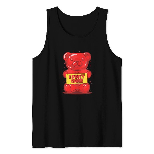 Funny Bear I Dont Care Funny Fruit Gum Bear Candy Kidcore Aesthetic Cute Bears Tank Tops