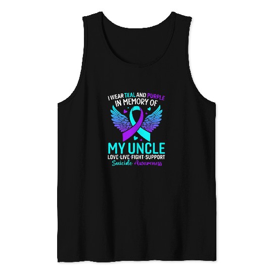 I Wear Teal And Purple For My Uncle suicides Prevention Tank Tops