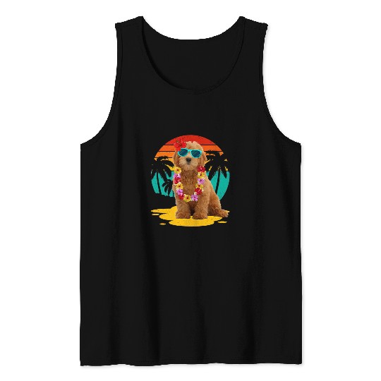 Dog Goldendoodle vintages Goldendoodle Lover Wearing Sunglasses Hawaii Summer Tank Tops