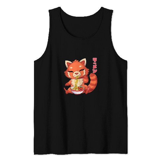 Funny Bear Kawaii Red Panda Ramen Noodles Japanese Anime Noodle Soup Cute Bears Tank Tops