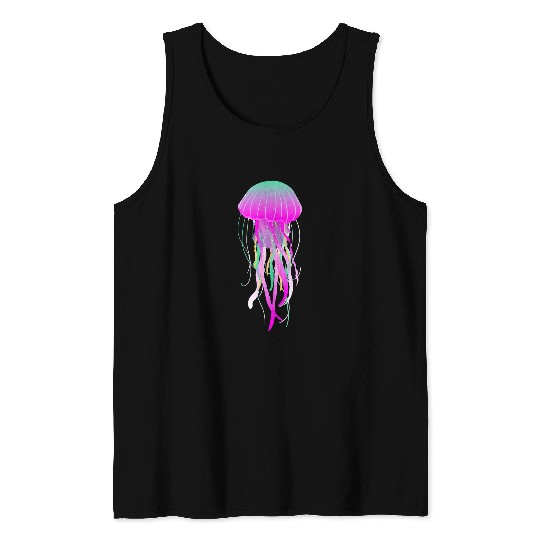 Beautiful Pink Electric Jellyfish Silhouette Art Tank Tops