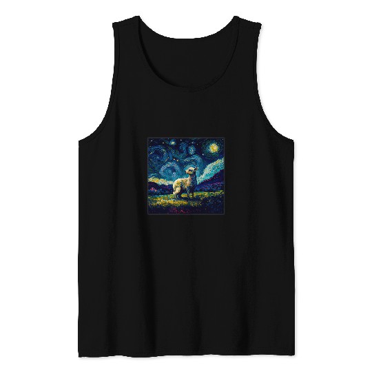 Surrealism Starry Night Lamb Tank Tops