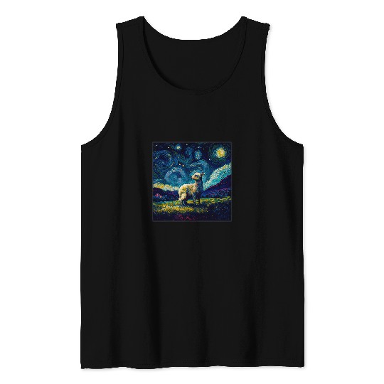 Surrealism Starry Night Lamb Tank Tops