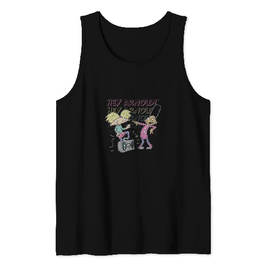 Hey Arnold Arnold Gerald Jamming Distressed Portrait Tank Tops
