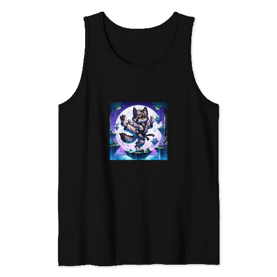 Kawaii wolfs Karate Adorable Pose Karate Master Tank Tops