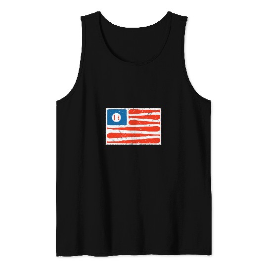 Baseball USA Flag and Bat Art Gift Kids, Men Women Tank Tops