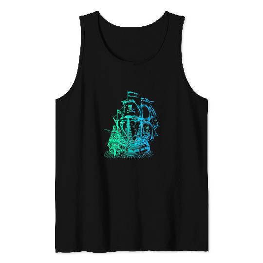 Men Women Kids Pirate Ship Boat Captain Vintage Tank Tops