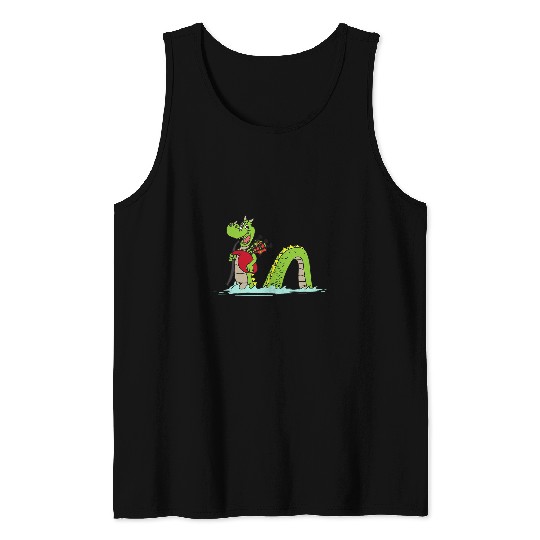 Funny Loch Ness Monster Playing Bagpipess Cool Nessie Gift Tank Tops